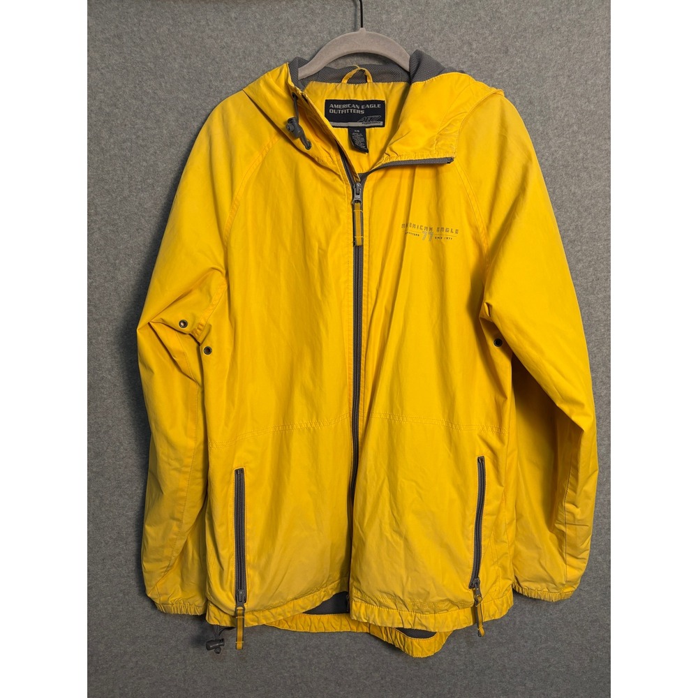Vintage Y2K American Eagle AE77 Yellow Hooded Windbreaker Jacket‎ Womens XS